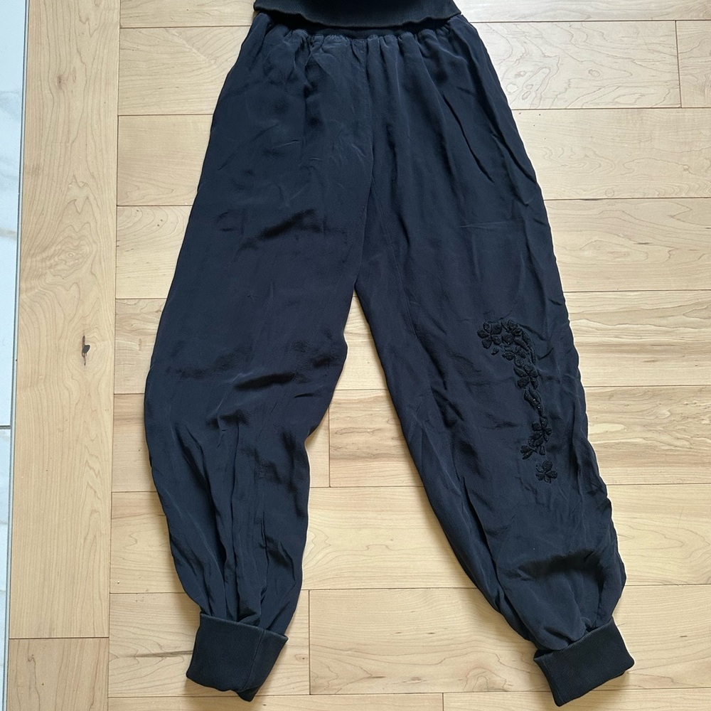 Imitz Black Harem Pants with Embroidery